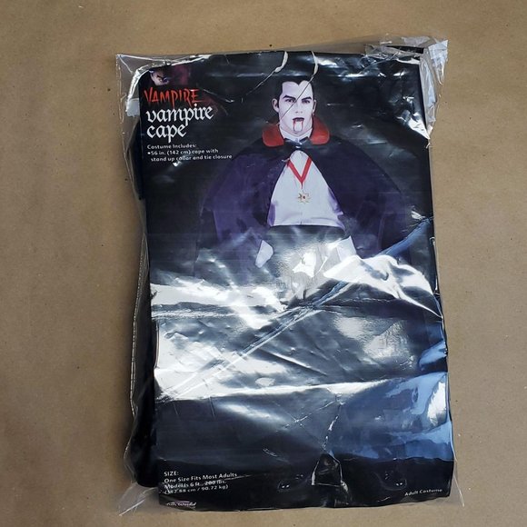 Vampire Cape One Size Black/Red - Picture 5 of 5
